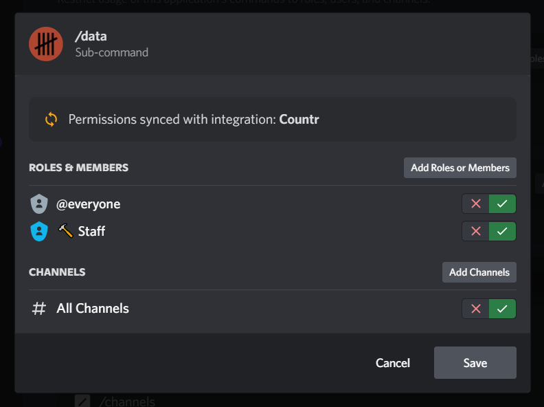 Countr /data command